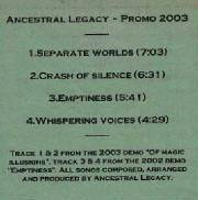 Ancestral Legacy : Promo 2003